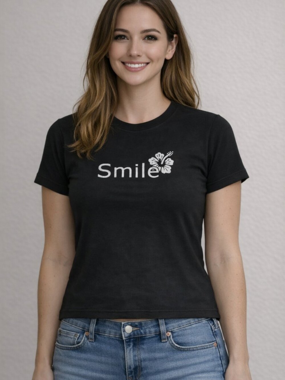 Woman T shirt made in Peru Cotton Spandex Size Small, Black